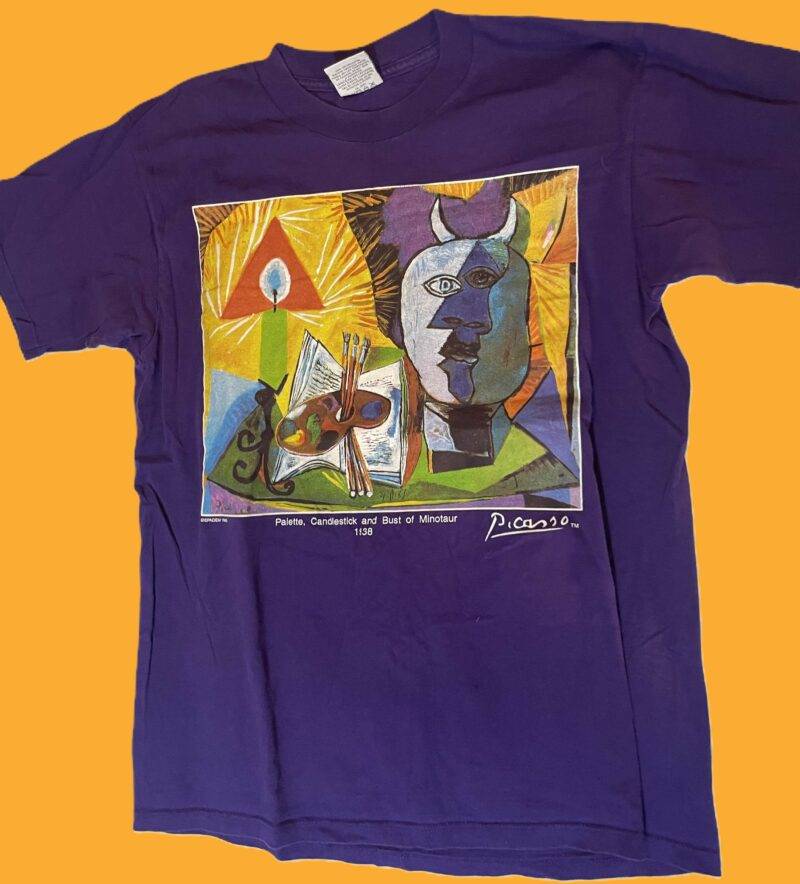 Picasso Famous Fine Art T-Shirt - Very Hard to Find 1980's 1990's Purple Large Unisex Tee