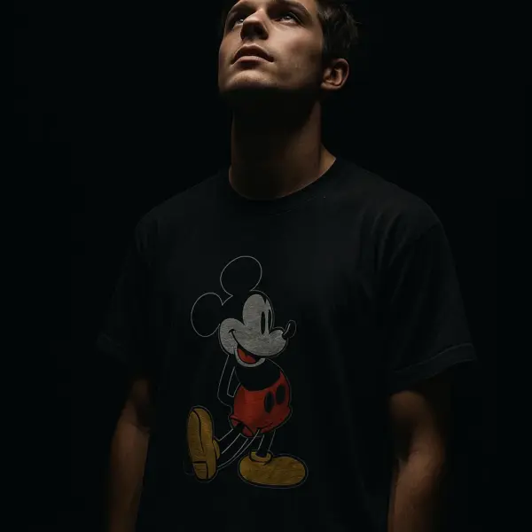 Vintage 1980's Mickey Mouse Made in USA Clean Black T-Shirt